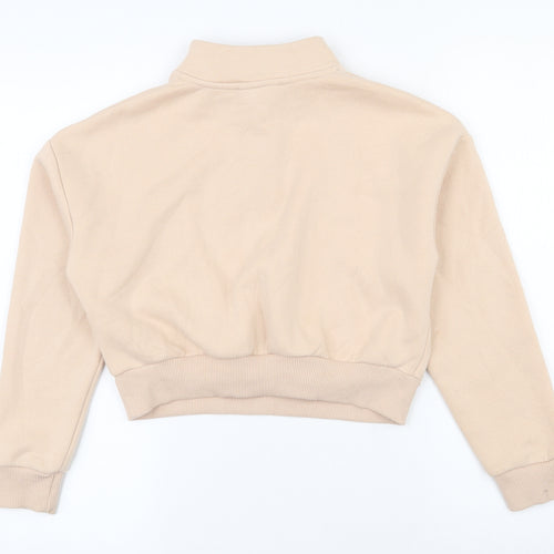 915 generation Girls Beige  Cotton Pullover Sweatshirt Size 10-11 Years  Zip - Cropped
