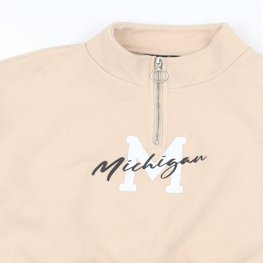 915 generation Girls Beige  Cotton Pullover Sweatshirt Size 10-11 Years  Zip - Cropped