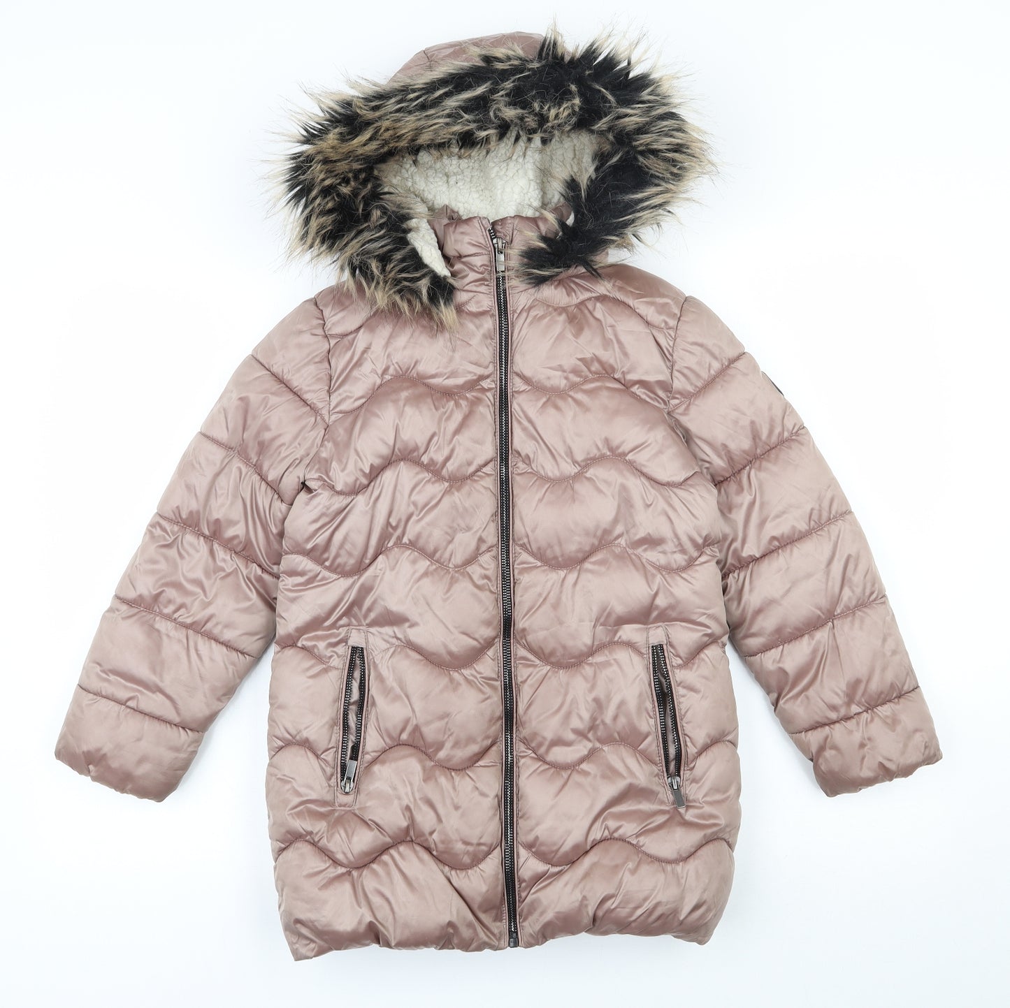 NEXT Girls Pink   Parka Coat Size 8 Years  Zip