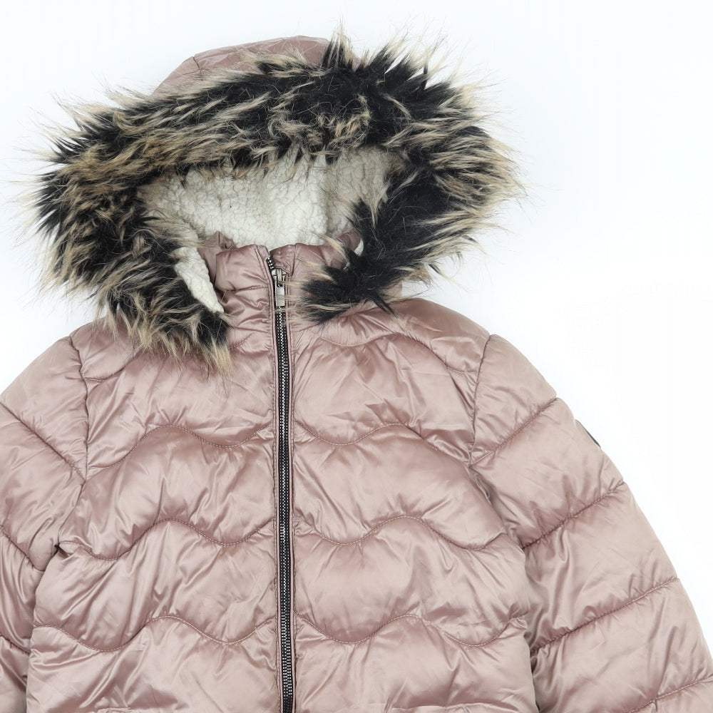 NEXT Girls Pink   Parka Coat Size 8 Years  Zip