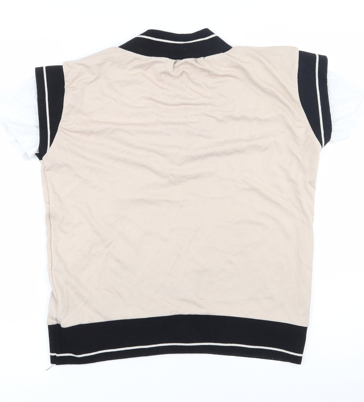 Gallery Womens Beige  Viscose Ringer T-Shirt Size 10 Round Neck - layered