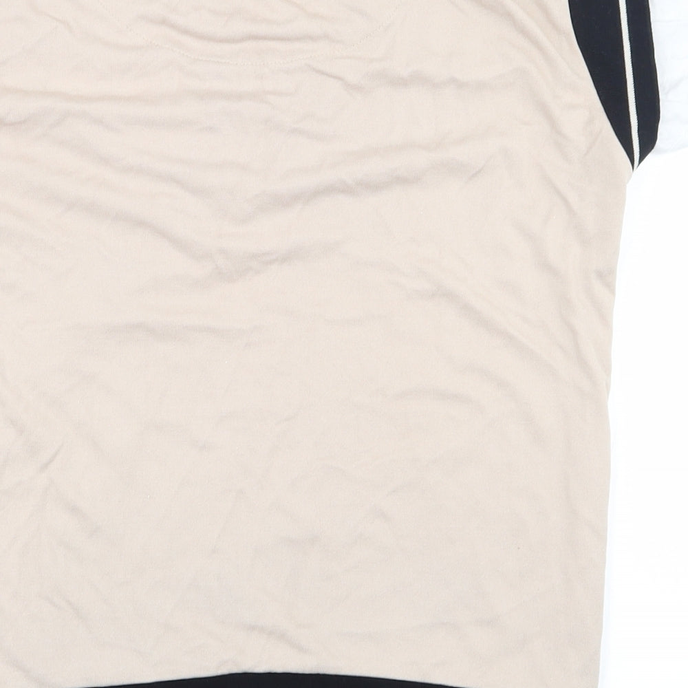 Gallery Womens Beige  Viscose Ringer T-Shirt Size 10 Round Neck - layered