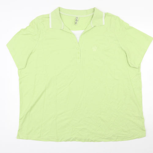 BM Casual Mens Green  100% Cotton  Polo Size XL Collared Button