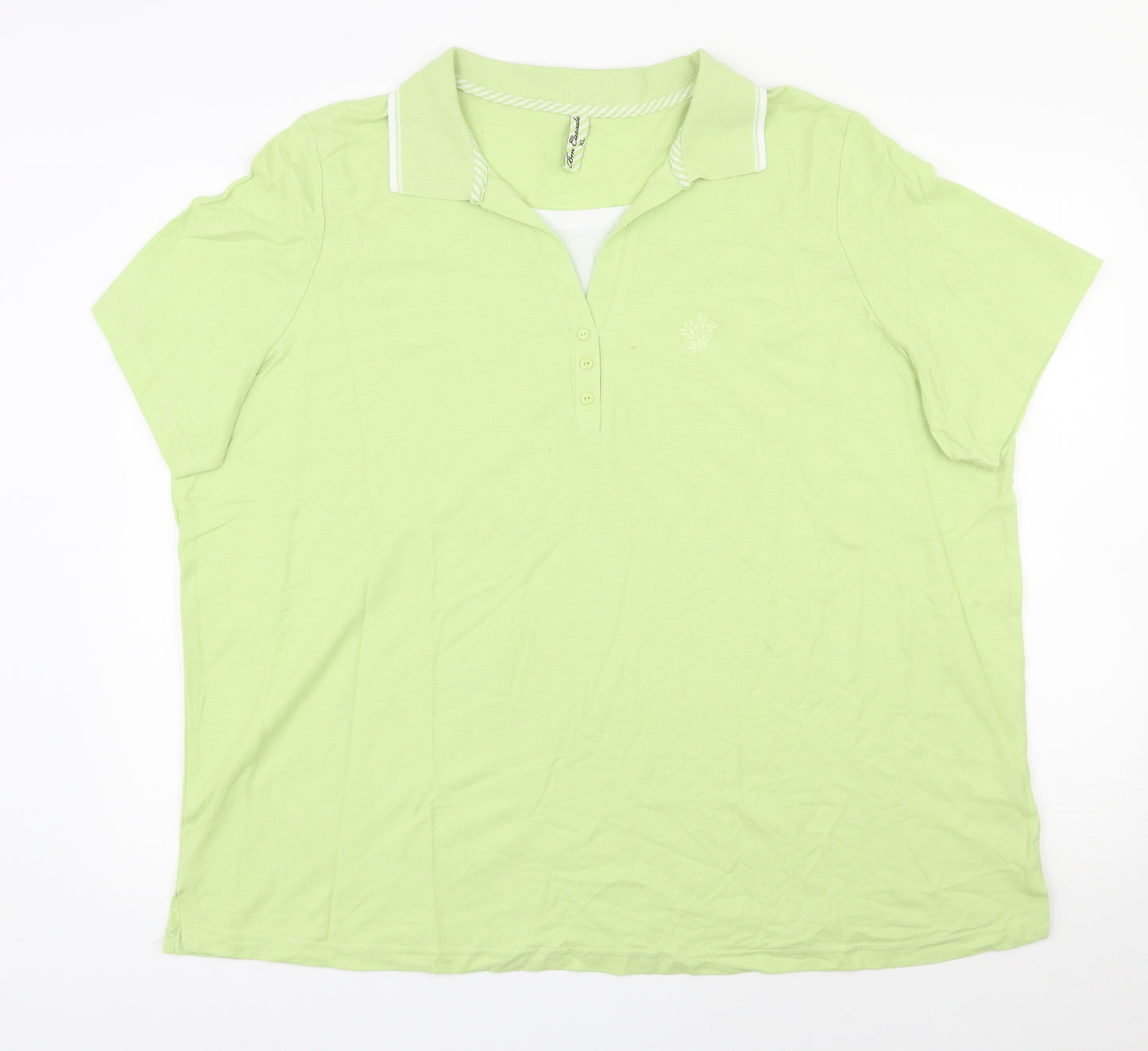 BM Casual Mens Green  100% Cotton  Polo Size XL Collared Button