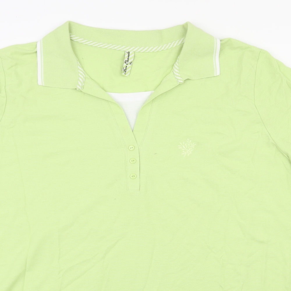 BM Casual Mens Green  100% Cotton  Polo Size XL Collared Button