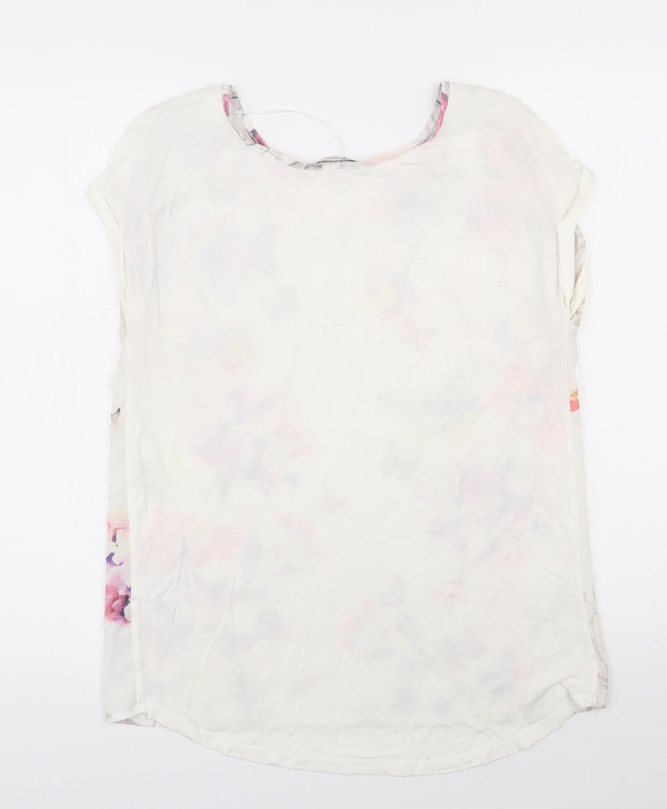 TU Womens Multicoloured Floral Viscose Basic T-Shirt Size 10 Round Neck