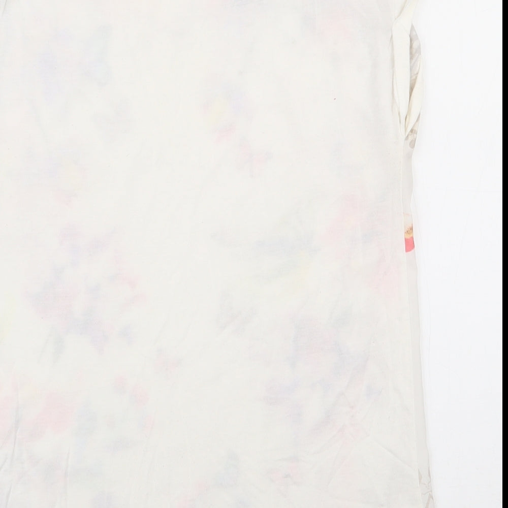 TU Womens Multicoloured Floral Viscose Basic T-Shirt Size 10 Round Neck