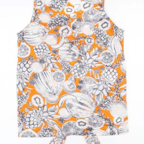 Dorothy Perkins Womens Orange  Polyester Basic Tank Size 8 Round Neck - Tie at bottom Fruit pattern