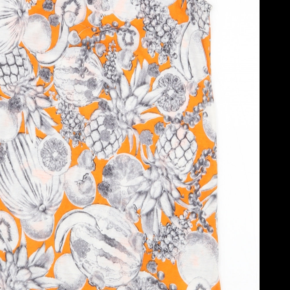 Dorothy Perkins Womens Orange  Polyester Basic Tank Size 8 Round Neck - Tie at bottom Fruit pattern