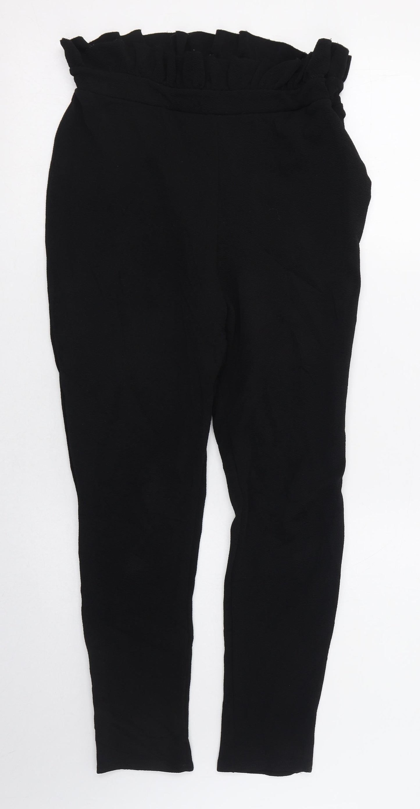 Boohoo Womens Black  Polyester Carrot Trousers Size 12 L26 in Regular