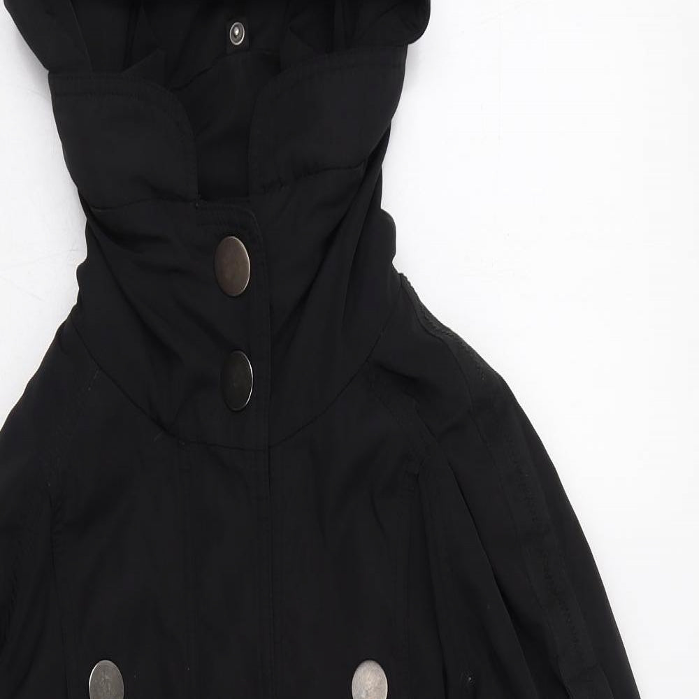 Warehouse Womens Black   Rain Coat Coat Size 6  Zip