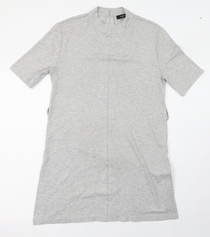 Autograph Womens Grey Viscose T-Shirt Dress Size 10 Round Neck Zip