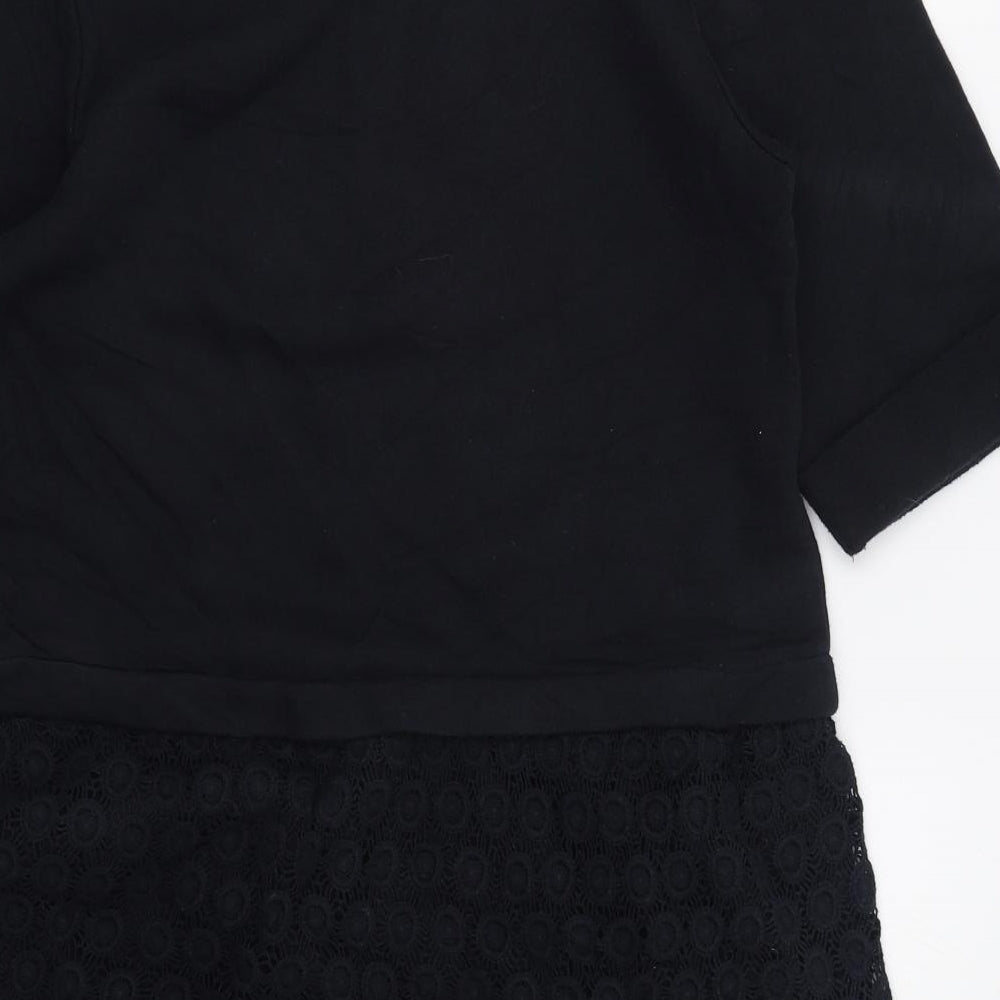 Hush Womens Black  Cotton T-Shirt Dress  Size 8  Round Neck Pullover