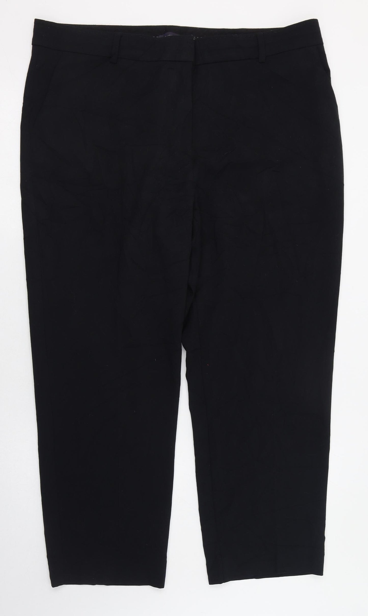 Marks and Spencer Womens Black  Polyester Trousers  Size 14 L26 in Regular Zip