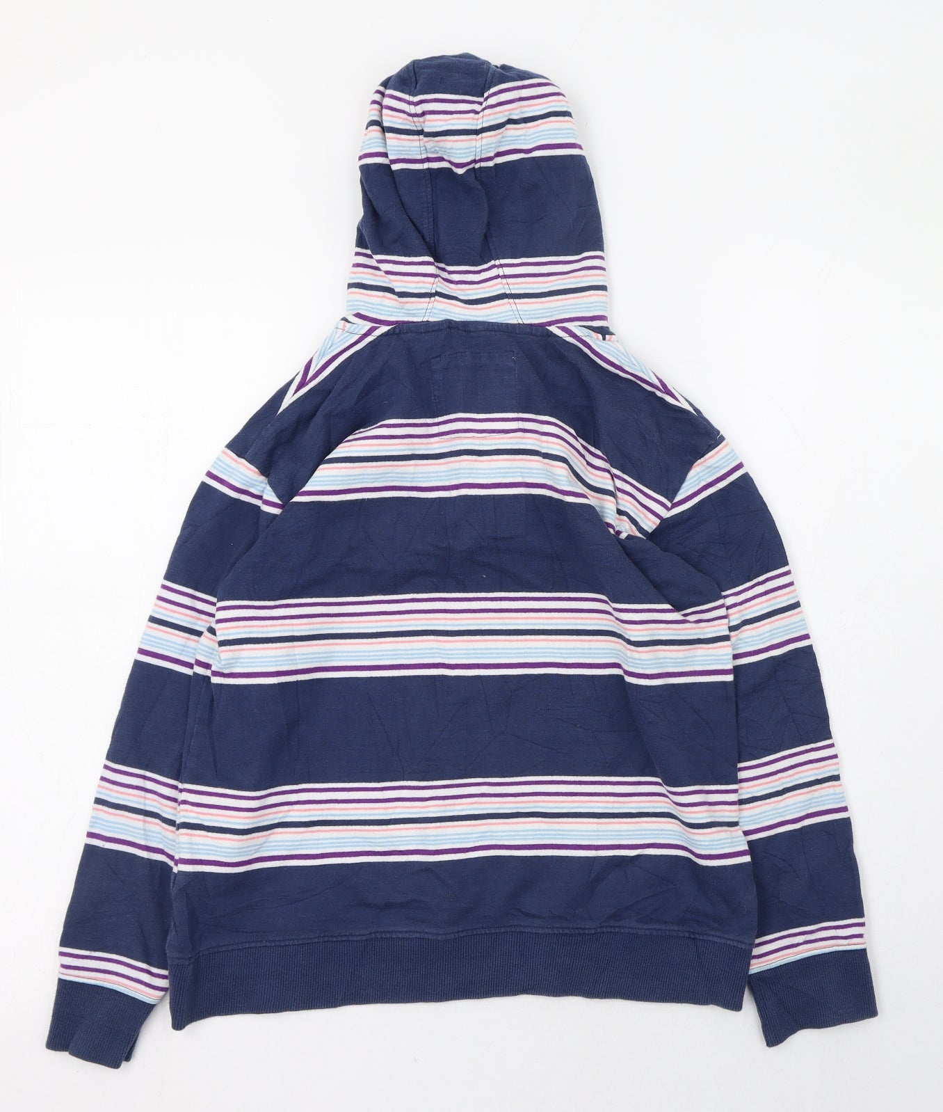 MANTARAY PRODUCTS Boys Blue Striped Cotton Pullover Hoodie Size 9-10 Years  Pullover