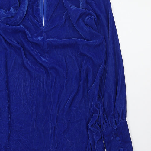 ASOS Womens Blue  Polyester Pencil Dress  Size 10  Mock Neck Button