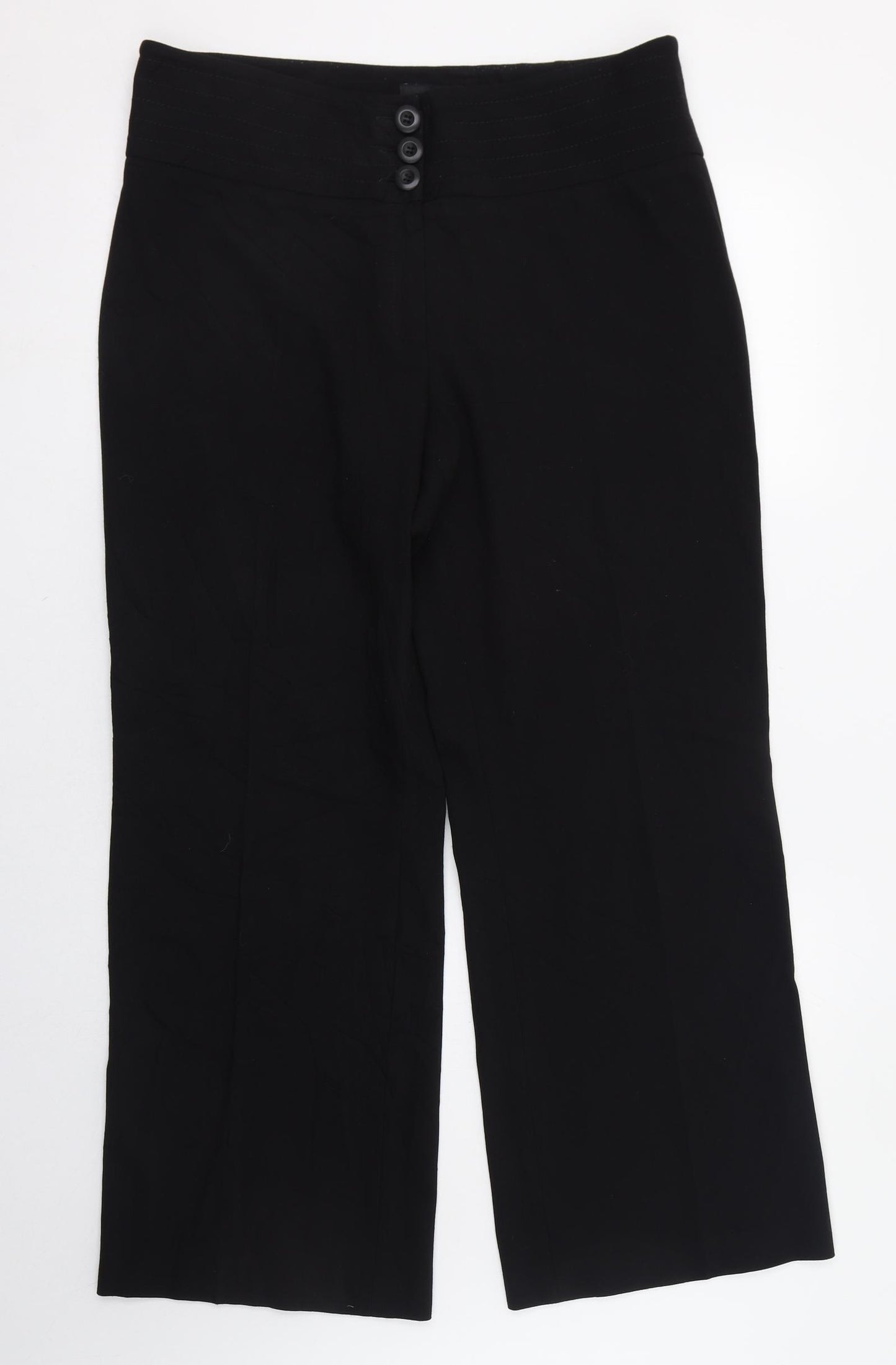 NEXT Womens Black  Polyester Trousers  Size 14 L30 in Regular Zip