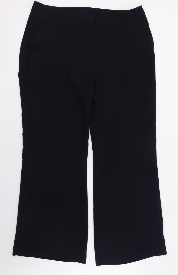 Linea Womens Blue Polyester Trousers Size 16 L30 in Regular Zip