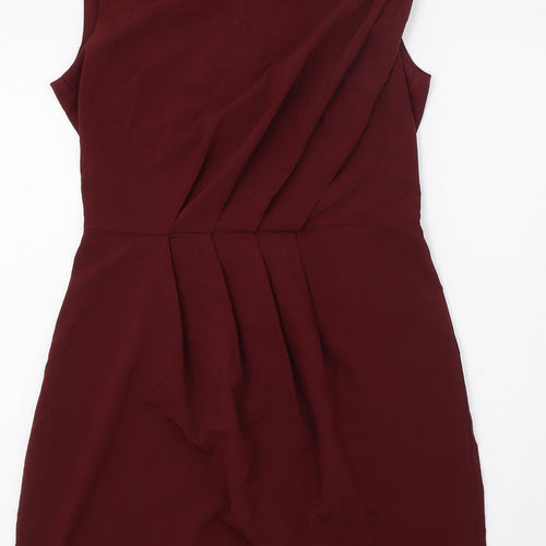 AX Paris Womens Red  Polyester Tank Dress  Size 8  Round Neck Zip