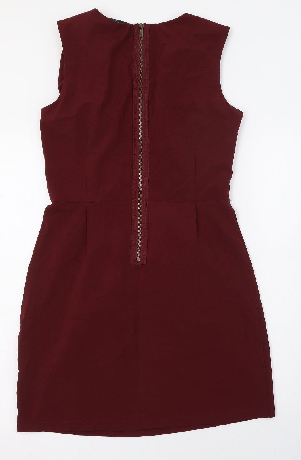 AX Paris Womens Red  Polyester Tank Dress  Size 8  Round Neck Zip