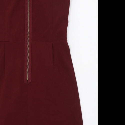 AX Paris Womens Red  Polyester Tank Dress  Size 8  Round Neck Zip