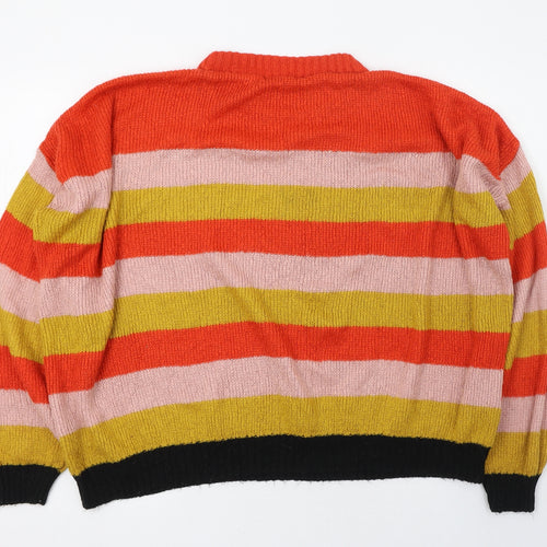 Missguided Womens Multicoloured Round Neck Striped Acrylic Pullover Jumper Size 8