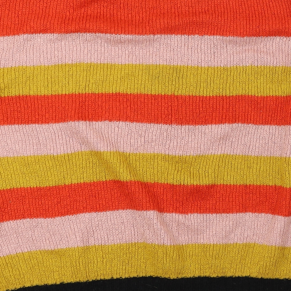 Missguided Womens Multicoloured Round Neck Striped Acrylic Pullover Jumper Size 8