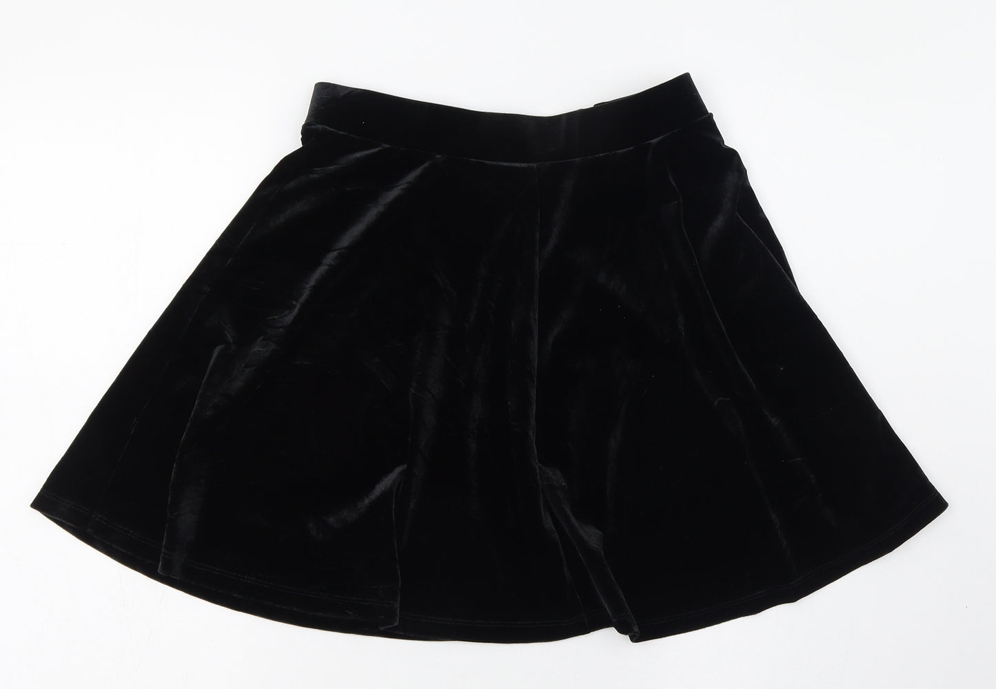 H&M Womens Black  Polyester Skater Skirt Size 6   Zip