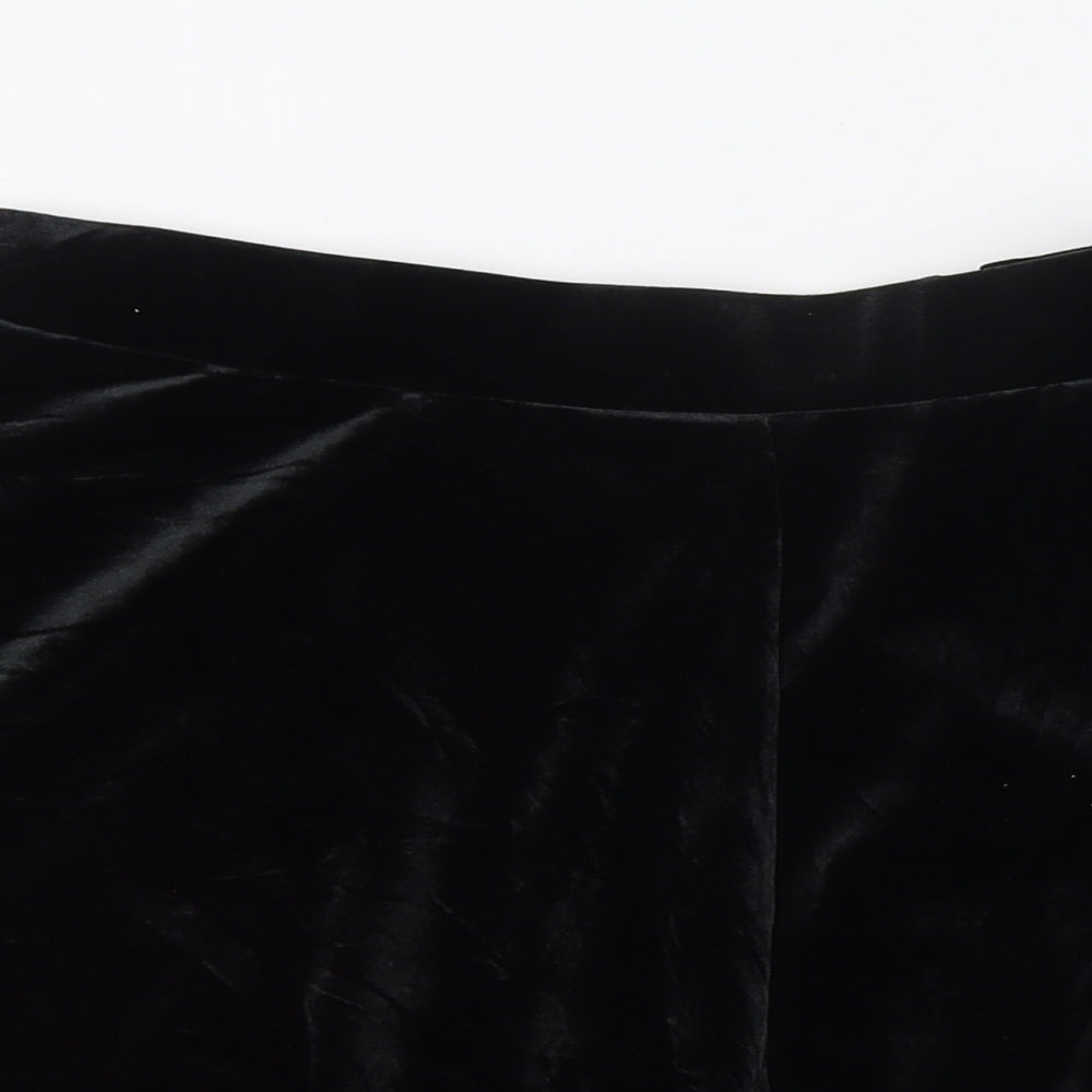 H&M Womens Black  Polyester Skater Skirt Size 6   Zip