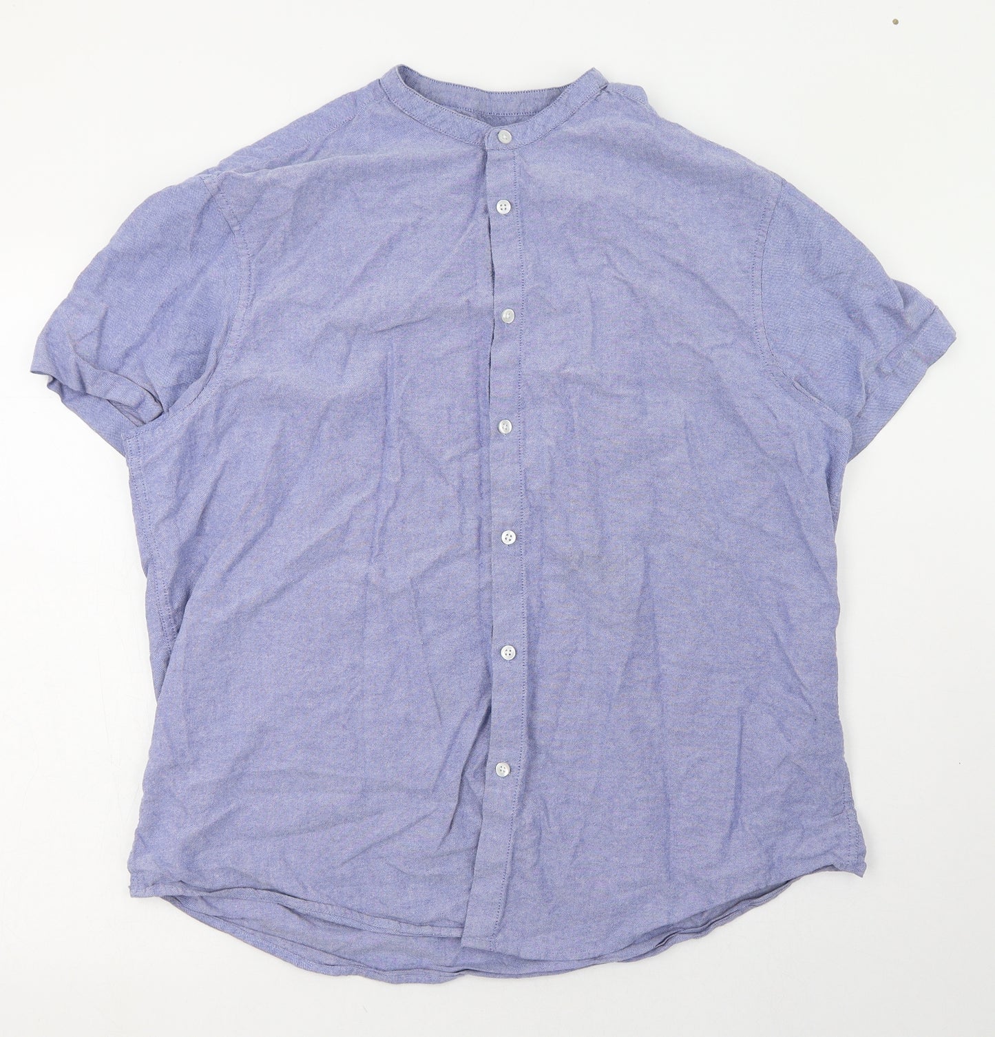Primark Mens Blue  Cotton  Button-Up Size 2XL Round Neck Button