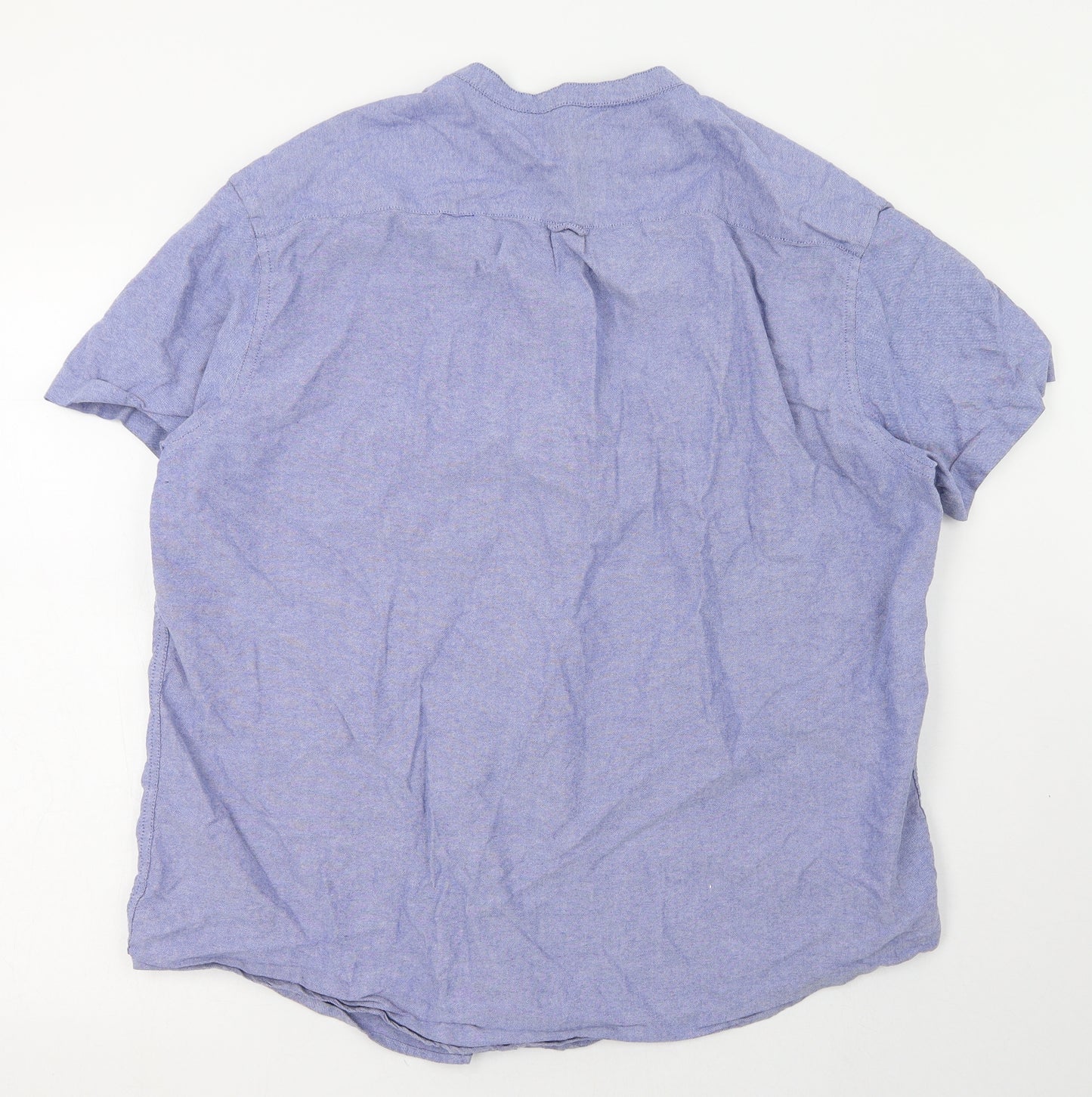 Primark Mens Blue  Cotton  Button-Up Size 2XL Round Neck Button
