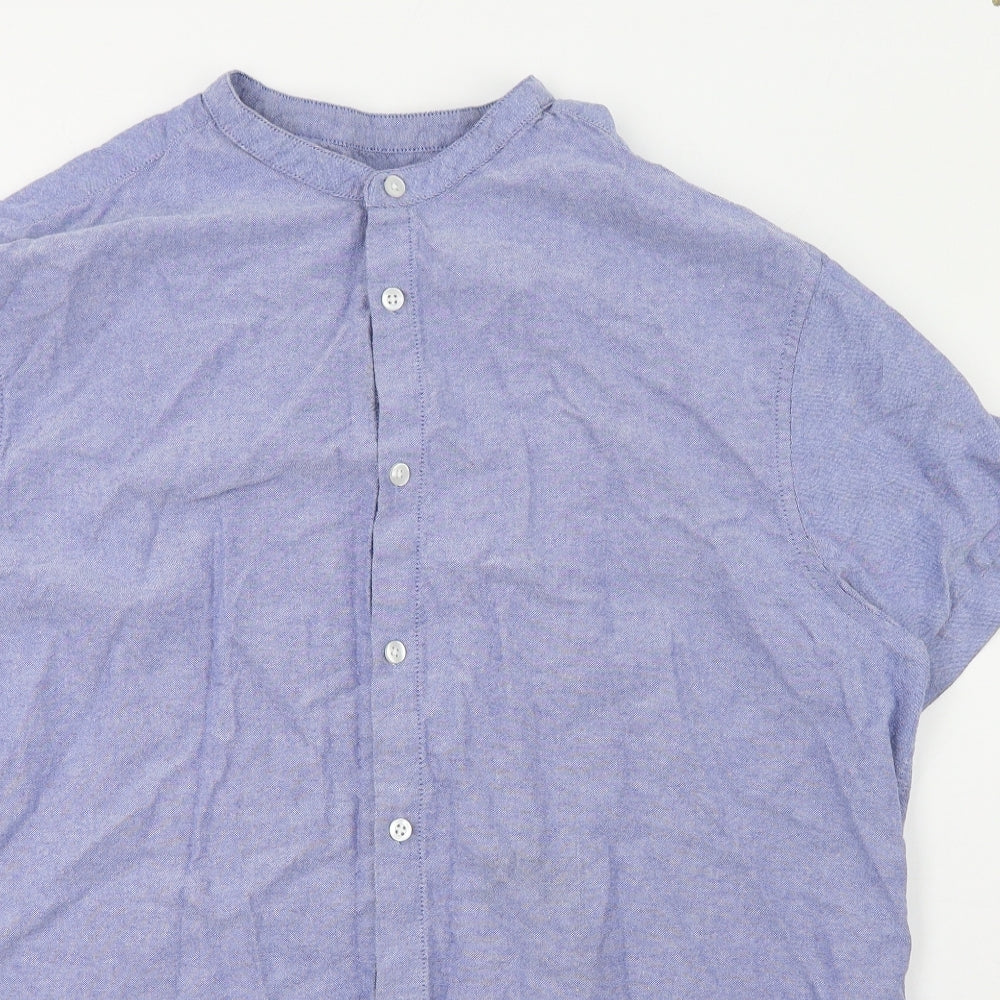 Primark Mens Blue  Cotton  Button-Up Size 2XL Round Neck Button