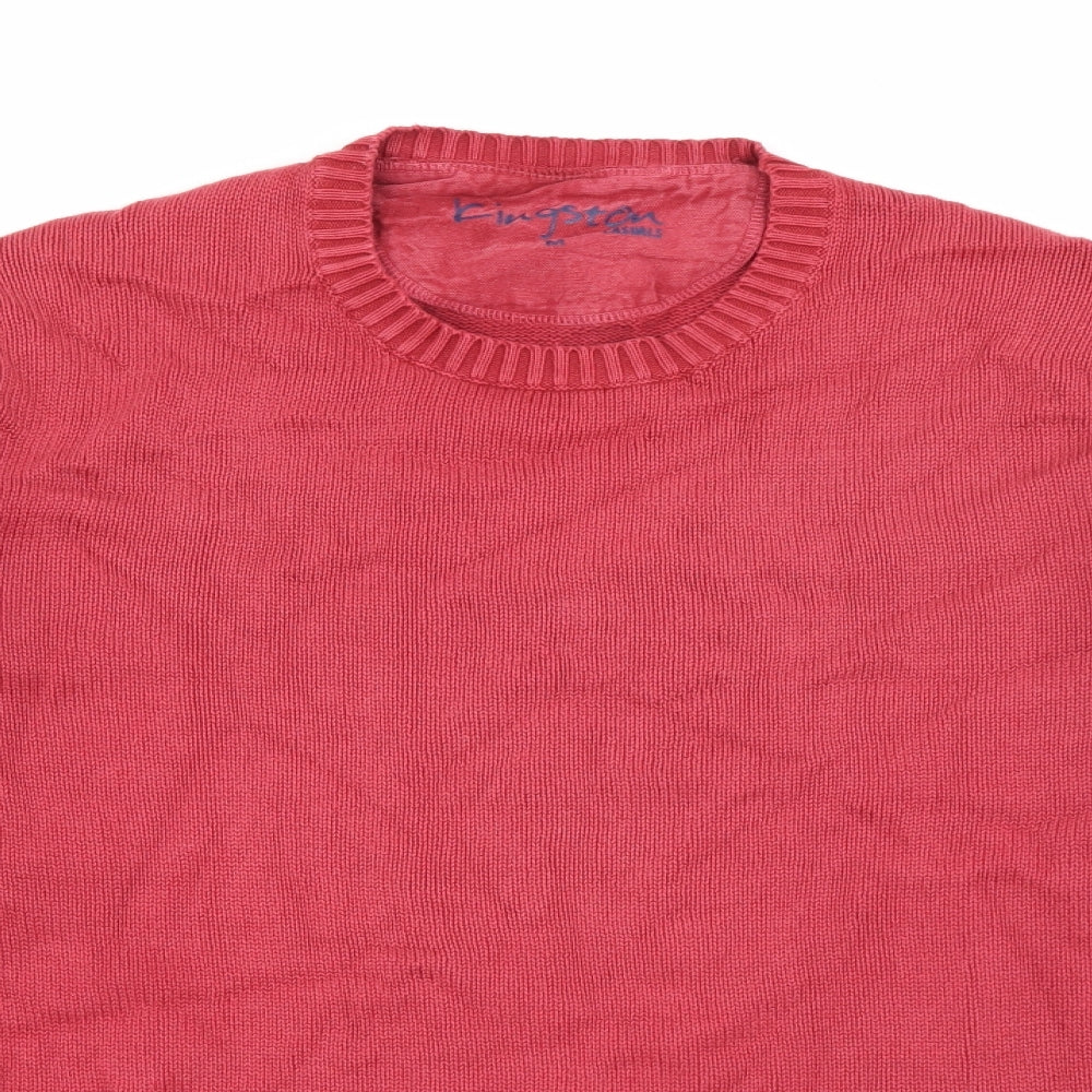 Kingston Casuals Mens Red Crew Neck  Cotton Pullover Jumper Size M