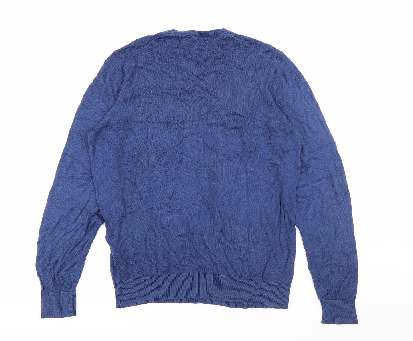 Marks and Spencer Mens Blue V-Neck  Cotton Pullover Jumper Size M