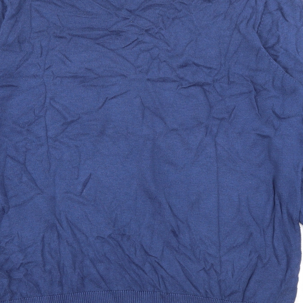 Marks and Spencer Mens Blue V-Neck  Cotton Pullover Jumper Size M