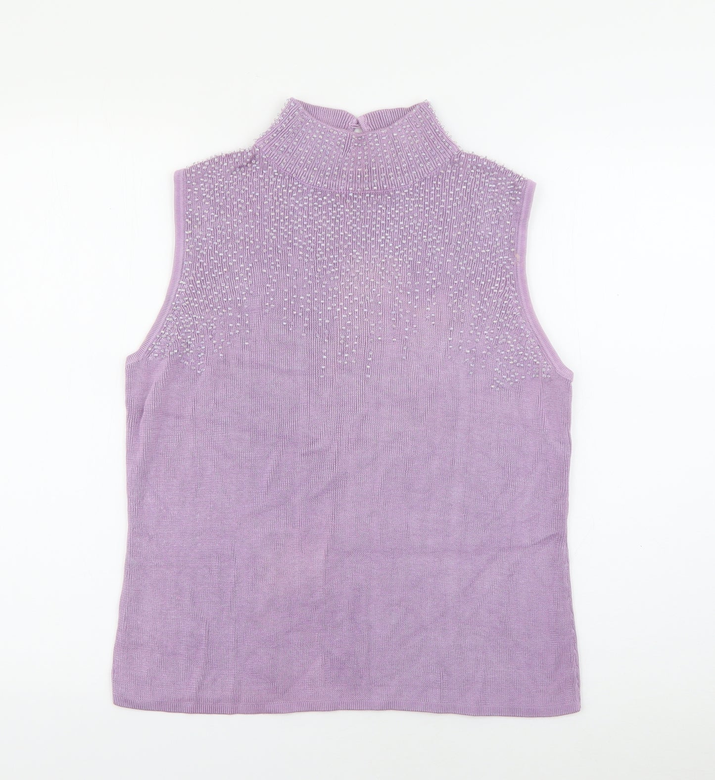 J.Taylor Womens Purple High Neck  Viscose Pullover Jumper Size 16