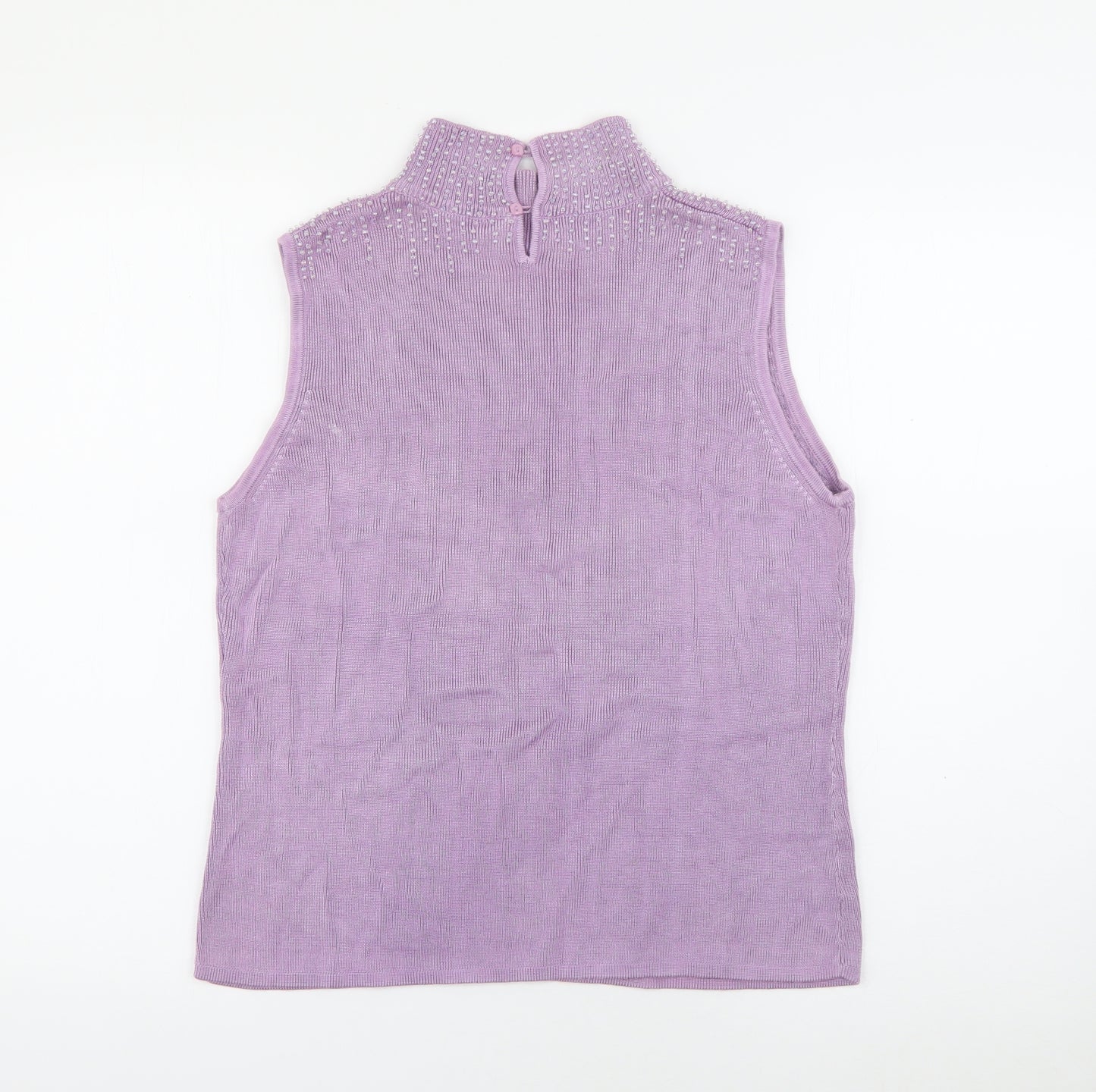 J.Taylor Womens Purple High Neck  Viscose Pullover Jumper Size 16