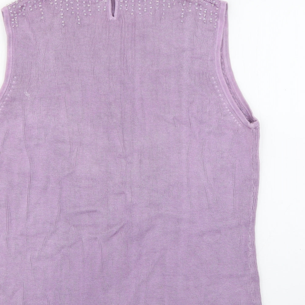 J.Taylor Womens Purple High Neck  Viscose Pullover Jumper Size 16