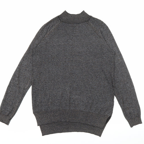 F&F Womens Grey High Neck  Viscose Pullover Jumper Size 8