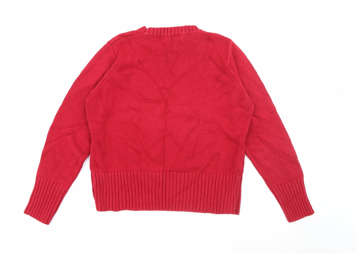 EWM Womens Red Crew Neck  Cotton Pullover Jumper Size M