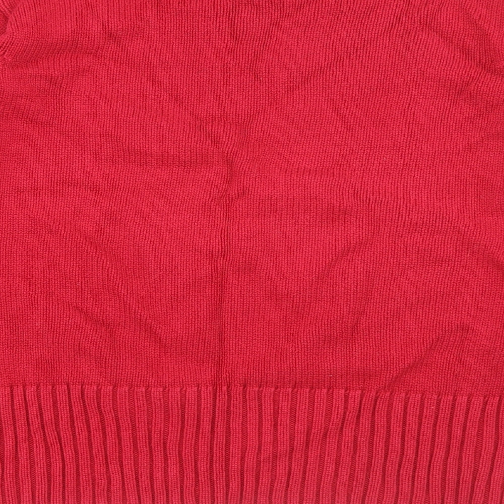 EWM Womens Red Crew Neck  Cotton Pullover Jumper Size M