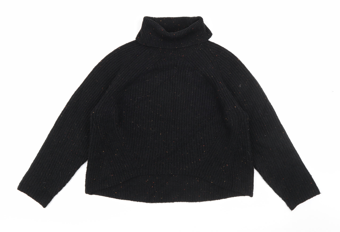 Topshop Womens Black Roll Neck  Acrylic Pullover Jumper Size 12