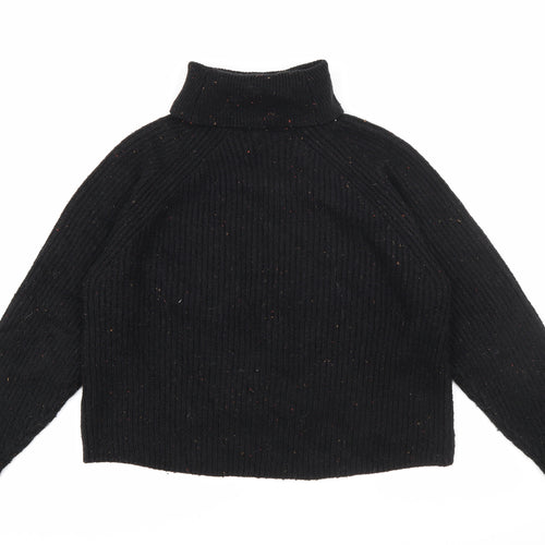 Topshop Womens Black Roll Neck  Acrylic Pullover Jumper Size 12