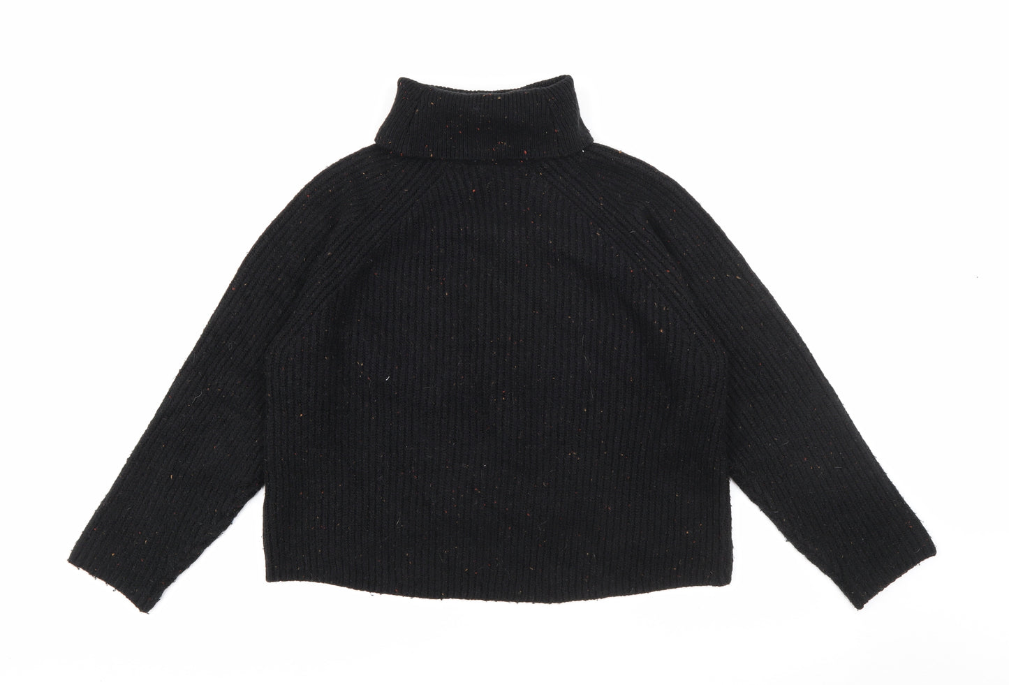 Topshop Womens Black Roll Neck  Acrylic Pullover Jumper Size 12