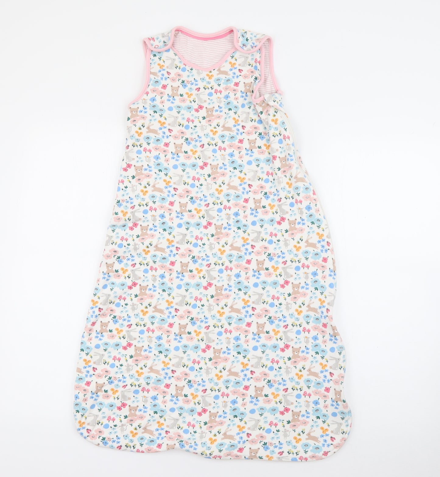 John Lewis Baby White  Cotton Babygrow One-Piece Size 6-9 Months  Zip - Baby Bag