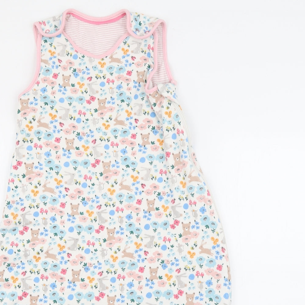 John Lewis Baby White  Cotton Babygrow One-Piece Size 6-9 Months  Zip - Baby Bag