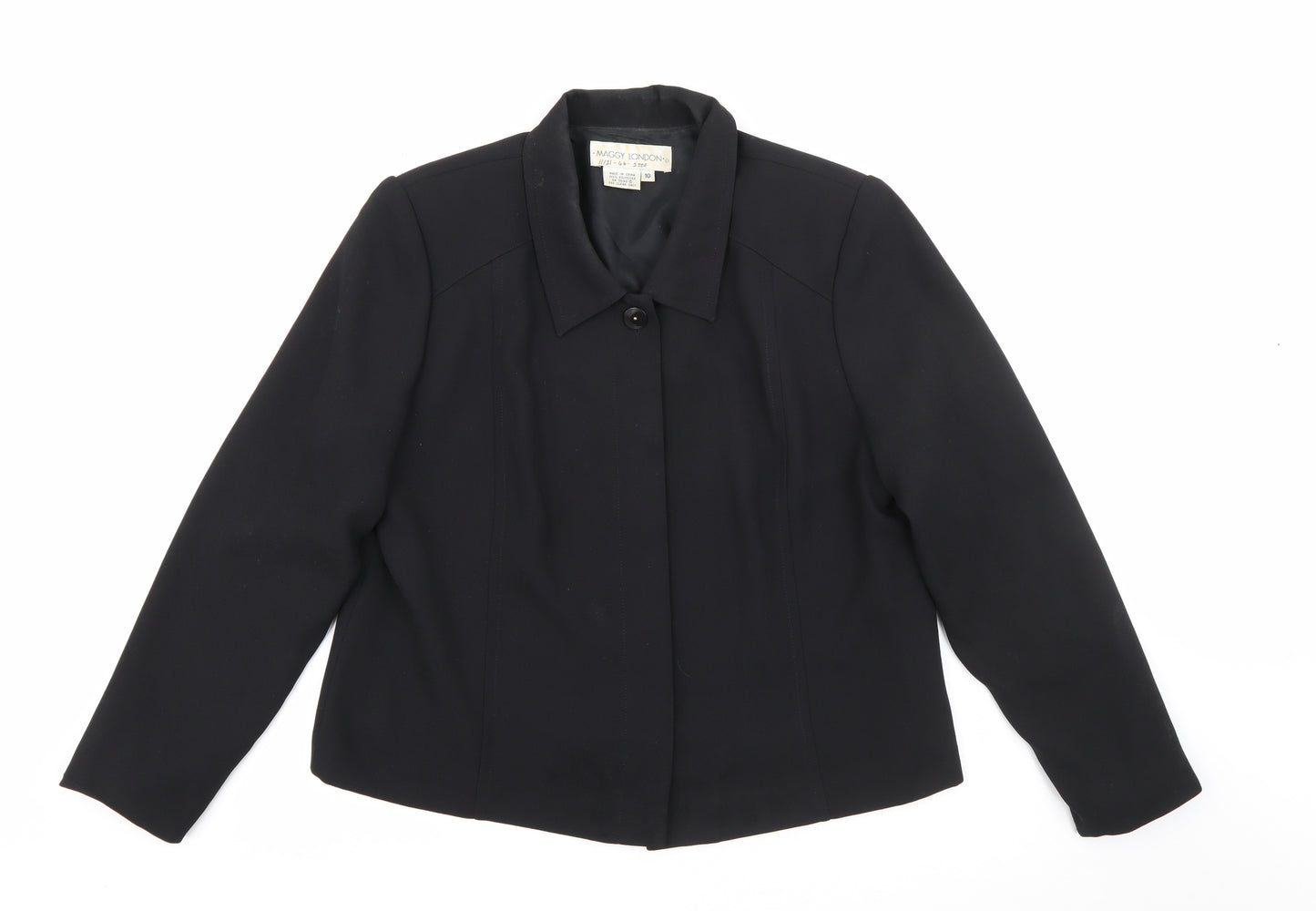 Maggy London Womens Black   Jacket  Size 10  Button