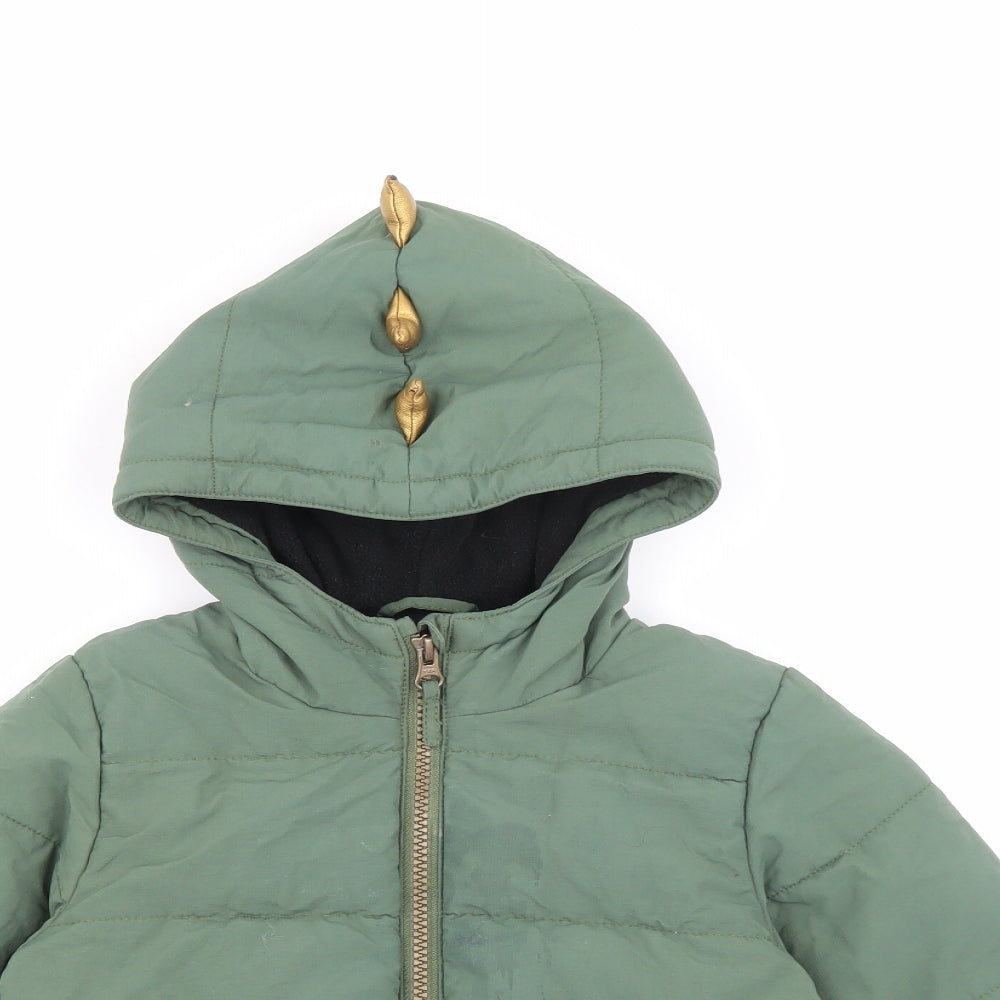 NEXT Boys Green   Puffer Jacket Coat Size 4-5 Years  Zip - Dinosaur