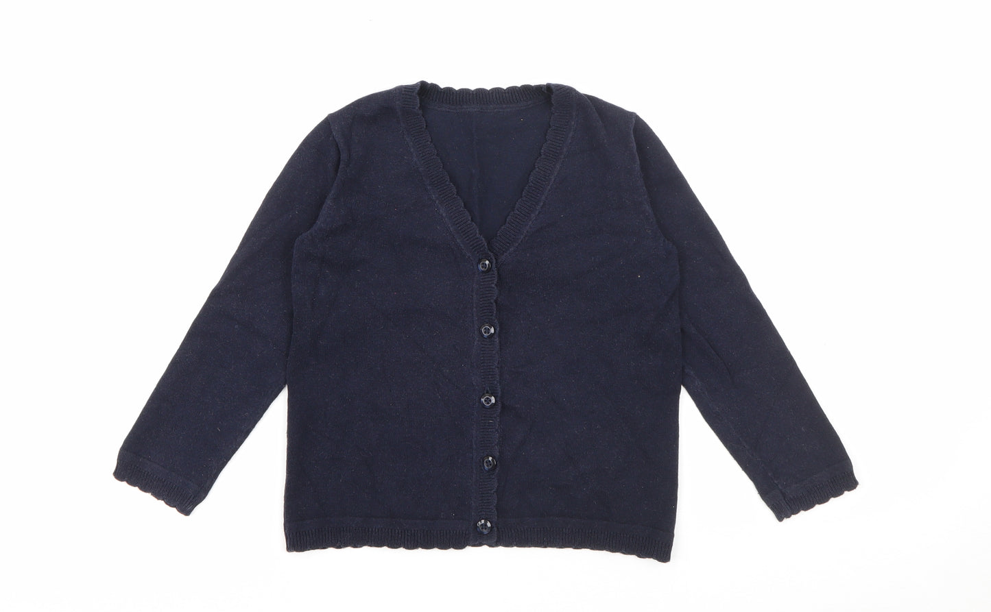 School Life Girls Blue V-Neck  Cotton Cardigan Jumper Size 5 Years  Button