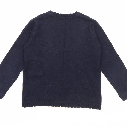 School Life Girls Blue V-Neck  Cotton Cardigan Jumper Size 5 Years  Button